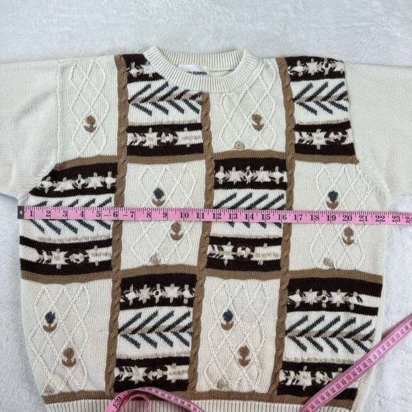 Alfred Dunner Vintage Fall Sweater Heavy Knit Women's size XL Off white Brown - Picture 4 of 8